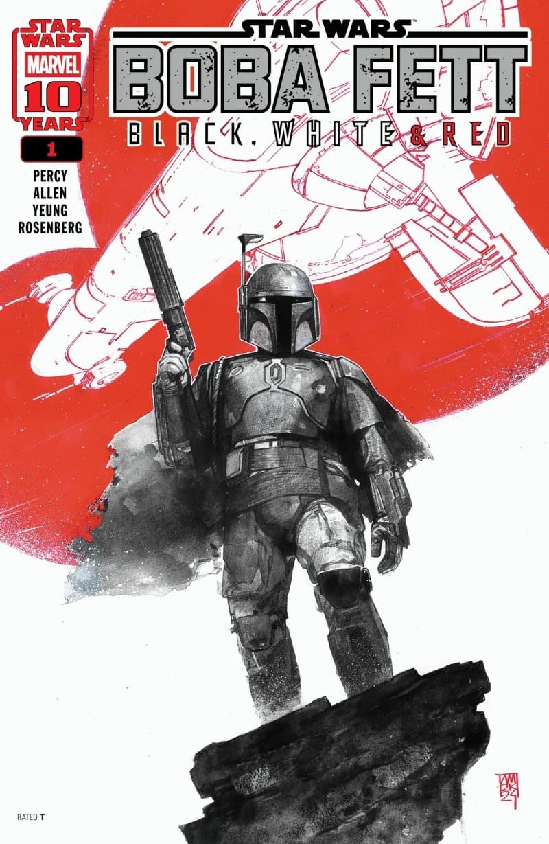 Star Wars: Boba Fett – Black, White & Red (2025-) comic cover - Read online free